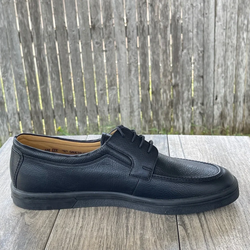 Bally Saveto Mens 10.5 EEE Wide Black Pebbled Leather‎ Derby Sneakers Swiss Made